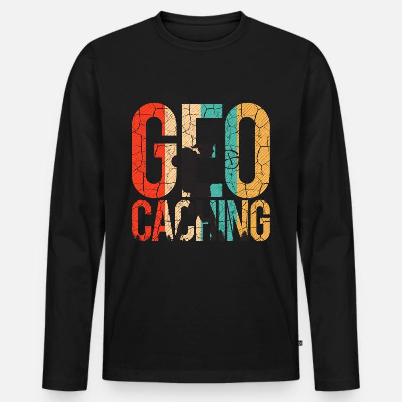 Geocaching - Männer Premium Bio Langarmshirt - Schwarz