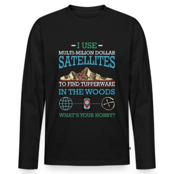 Geocaching - Männer Premium Bio Langarmshirt - Schwarz - Vorne - Nico (187cm)