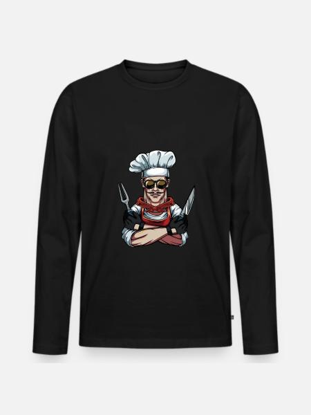 Cool kok kokke kokhue - Premium økologisk langærmet T-shirt til mænd - sort
