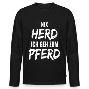 Ich Geh Zum Pferd ! Lustige Pferdesprüche - Spruch - Männer Premium Bio Langarmshirt - Schwarz - Vorne - Nico (187cm)