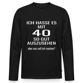 40. Geburtstag ! zum 40. Geburtstag ! Zum 40er !!! - Männer Premium Bio Langarmshirt - Schwarz - Vorne - Nico (187cm)