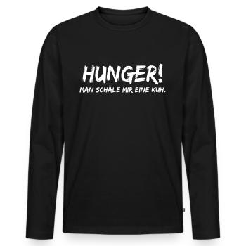 Hunger Man Schäle Mir Eine Kuh - Lustige Sprüche - Männer Premium Bio Langarmshirt - Schwarz - Vorne - Nico (187cm)