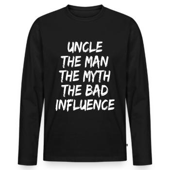 Uncle The Man The Myth The Bad Influence - Uncle ! - T-shirt manches longues Premium bio Homme - noir - Devant - Nico (187cm)