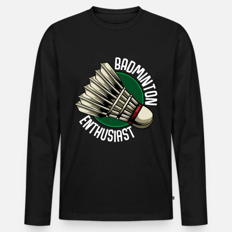 Badminton - Männer Premium Bio Langarmshirt - Schwarz
