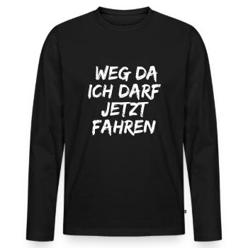 Führerschein bestanden ! Weg da ! Ich darf fahren - Männer Premium Bio Langarmshirt - Schwarz - Vorne - Nico (187cm)