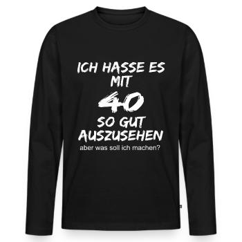 40. Geburtstag ! zum 40. Geburtstag ! Zum 40er !!! - Männer Premium Bio Langarmshirt - Schwarz - Vorne - Nico (187cm)