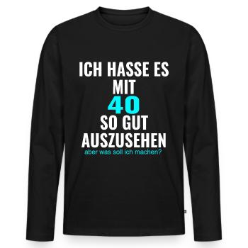 40. Geburtstag ! zum 40. Geburtstag ! Zum 40er !!! - Männer Premium Bio Langarmshirt - Schwarz - Vorne - Nico (187cm)