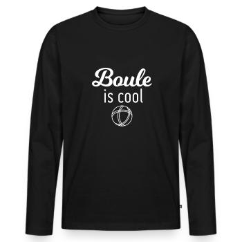 BOULE IS COOL! Funny Petanque Shirt Geniekidee - Men's Premium Organic Long Sleeve Shirt - black - Front - Nico (187cm)