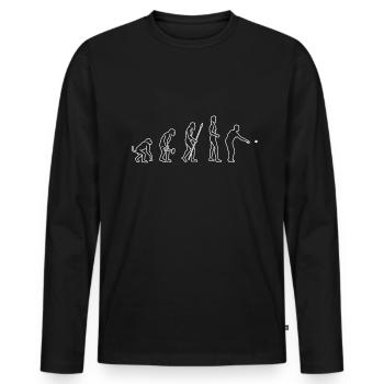 Boulesport Evolution - modernes Petanque Shirt - Männer Premium Bio Langarmshirt - Schwarz - Vorne - Nico (187cm)