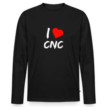 J'adore les cutters CNC - T-shirt manches longues Premium bio Homme - noir - Devant - Nico (187cm)