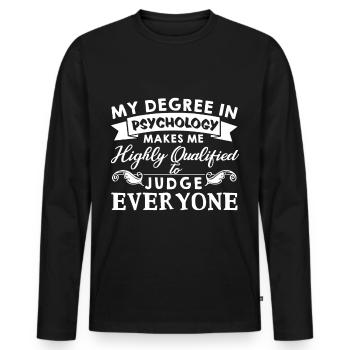 psychologist - Men's Premium Organic Long Sleeve Shirt - black - Front - Nico (187cm)