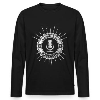 Mondial meilleur podcasteur | Cadeau Blogger - T-shirt manches longues Premium bio Homme - noir - Devant - Nico (187cm)