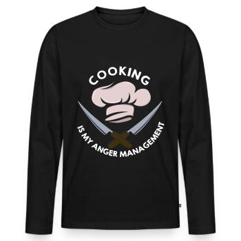 Chefkoch - Männer Premium Bio Langarmshirt - Schwarz - Vorne - Nico (187cm)