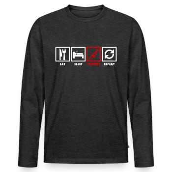 Trompeten - Männer Premium Bio Langarmshirt - Anthrazit meliert - Vorne - Nico (187cm)
