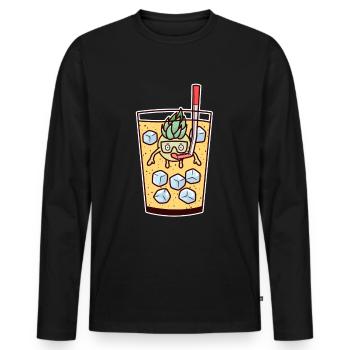 Cocktail Pina Colada Ananas Diving Verre Plongée - T-shirt manches longues Premium bio Homme - noir - Devant - Nico (187cm)