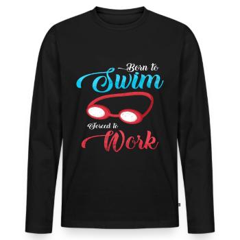 Paroles de nageur nage cadeau lunettes de natation - T-shirt manches longues Premium bio Homme - noir - Devant - Nico (187cm)