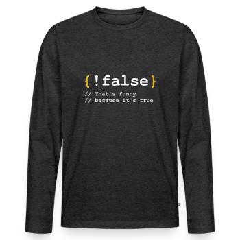 False gift for computer scientists - Men's Premium Organic Long Sleeve Shirt - heather anthracite - Front - Nico (187cm)