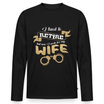 retirement - Men's Premium Organic Long Sleeve Shirt - black - Front - Nico (187cm)