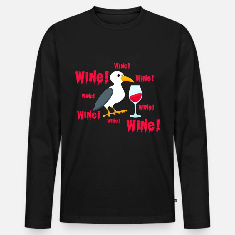 Möwen - Männer Premium Bio Langarmshirt - Schwarz