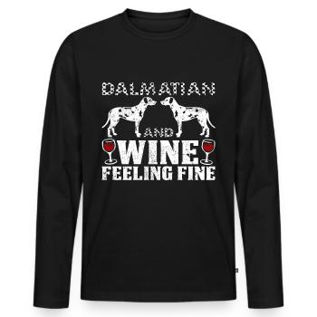 Dalmatian And Wine Feeling Fine Gift Idea - Men's Premium Organic Long Sleeve Shirt - black - Front - Nico (187cm)