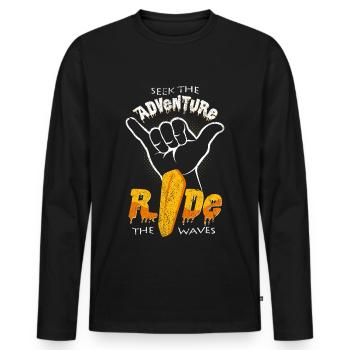 surfeur - T-shirt manches longues Premium bio Homme - noir - Devant - Nico (187cm)