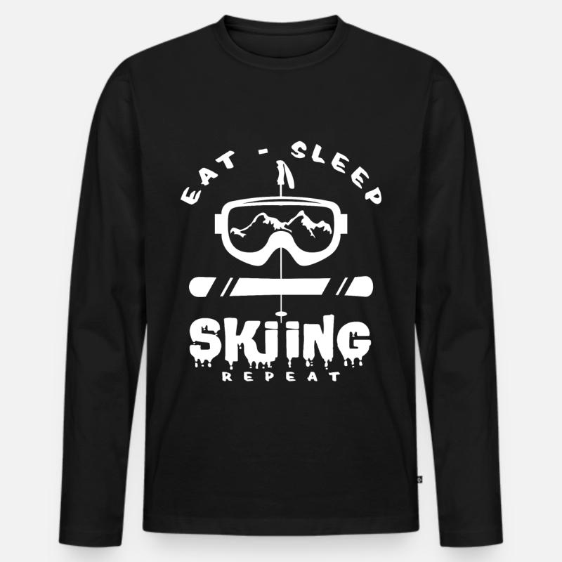 Ski - Männer Premium Bio Langarmshirt - Schwarz