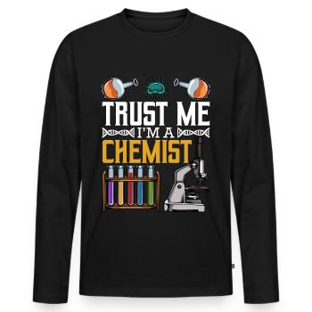 chimiste - T-shirt manches longues Premium bio Homme - noir - Devant - Nico (187cm)