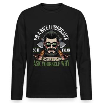 lumberjack - Men's Premium Organic Long Sleeve Shirt - black - Front - Nico (187cm)