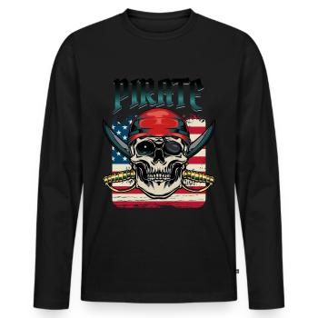 pirate - T-shirt manches longues Premium bio Homme - noir - Devant - Nico (187cm)