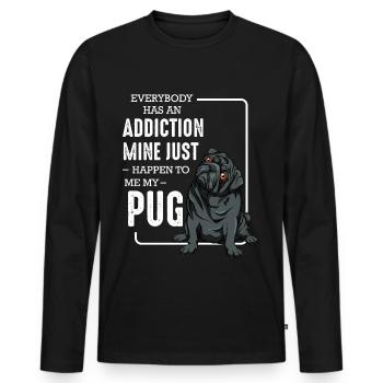 Mops - Männer Premium Bio Langarmshirt - Schwarz - Vorne - Nico (187cm)