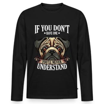 Mops - Männer Premium Bio Langarmshirt - Schwarz - Vorne - Nico (187cm)