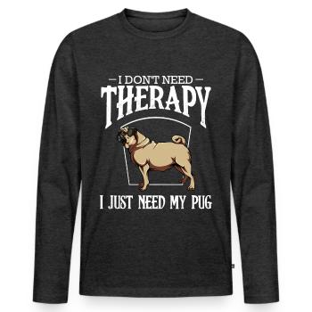 Mops - Männer Premium Bio Langarmshirt - Anthrazit meliert - Vorne - Nico (187cm)