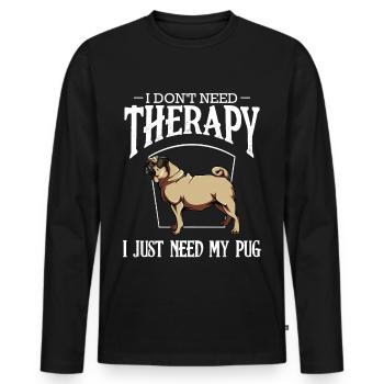 Mops - Männer Premium Bio Langarmshirt - Schwarz - Vorne - Nico (187cm)