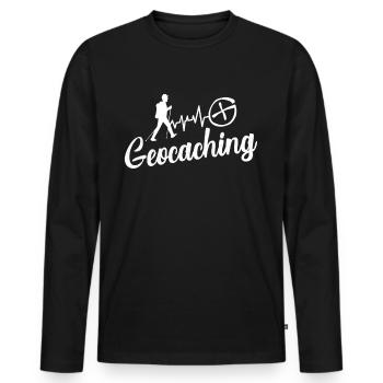 Geocaching - Männer Premium Bio Langarmshirt - Schwarz - Vorne - Nico (187cm)