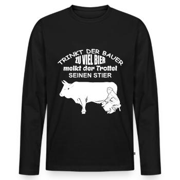 Melken | Bier | Traktor fahren | Landwirt - Männer Premium Bio Langarmshirt - Schwarz - Vorne - Nico (187cm)