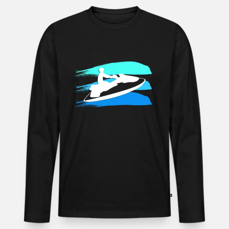 Jetski - Männer Premium Bio Langarmshirt - Schwarz