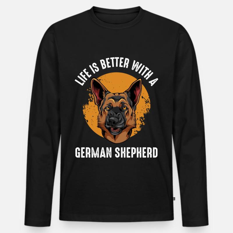 Schäferhund - Männer Premium Bio Langarmshirt - Schwarz