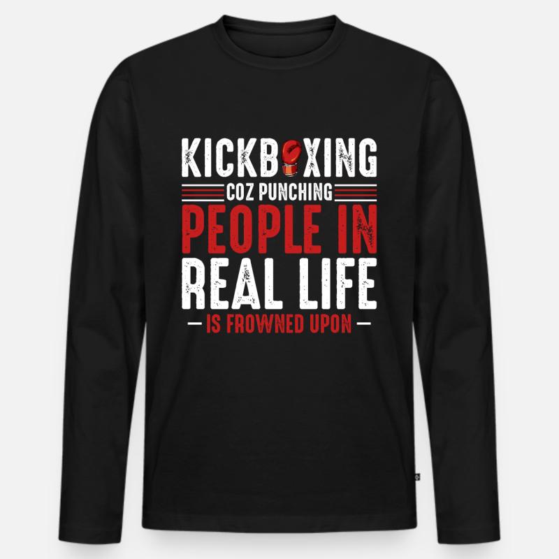 Kickboxing - Männer Premium Bio Langarmshirt - Schwarz