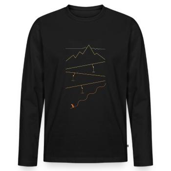 Téléski moderne skieur vacances hiver - T-shirt manches longues Premium bio Homme - noir - Devant - Nico (187cm)