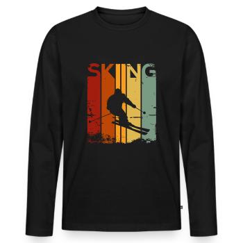 SKIING Skifahrer carvt durch Schnee im Retro Desig - Männer Premium Bio Langarmshirt - Schwarz - Vorne - Nico (187cm)