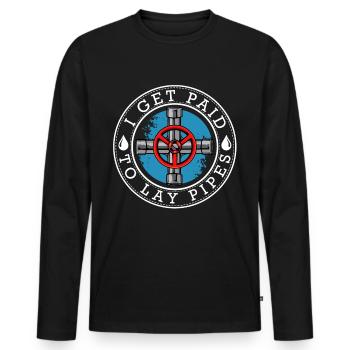 plumber - Men's Premium Organic Long Sleeve Shirt - black - Front - Nico (187cm)