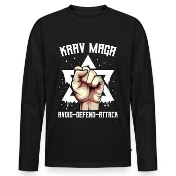 Krav Maga - T-shirt manches longues Premium bio Homme - noir - Devant - Nico (187cm)