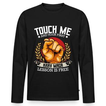 Krav Maga - Männer Premium Bio Langarmshirt - Schwarz - Vorne - Nico (187cm)
