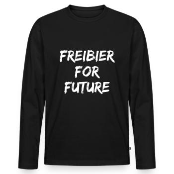 Freibier for future - Männer Premium Bio Langarmshirt - Schwarz - Vorne - Nico (187cm)