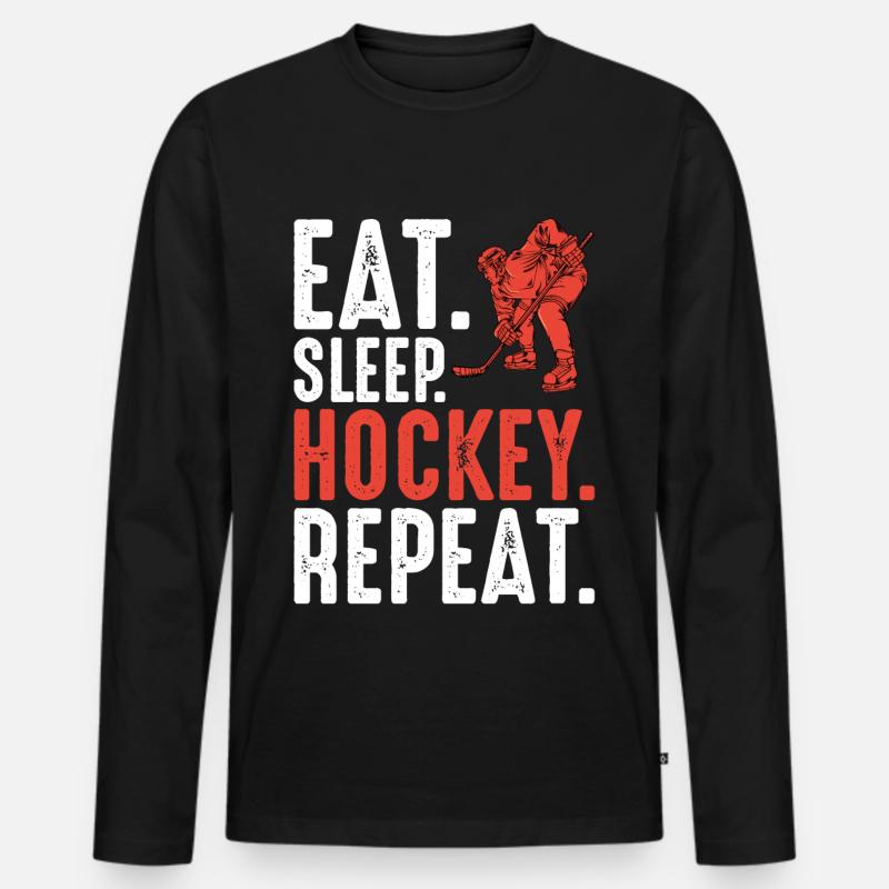Eishockey - Männer Premium Bio Langarmshirt - Schwarz