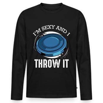 Frisbee - Men's Premium Organic Long Sleeve Shirt - black - Front - Nico (187cm)