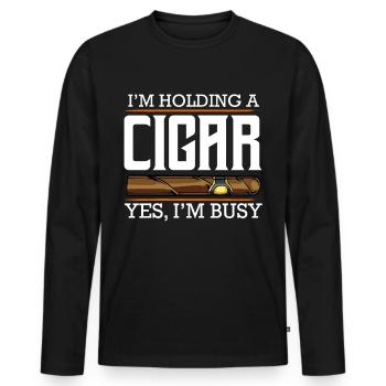 cigare - T-shirt manches longues Premium bio Homme - noir - Devant - Nico (187cm)