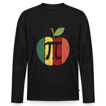 Cool Vintage Applie Pie Pi Pun Retro Bakers cadeau - T-shirt manches longues Premium bio Homme - noir - Devant - Nico (187cm)