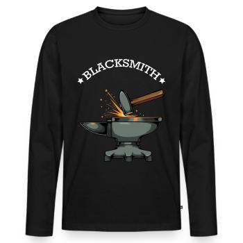 smith - Men's Premium Organic Long Sleeve Shirt - black - Front - Nico (187cm)