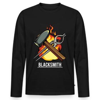smith - Men's Premium Organic Long Sleeve Shirt - black - Front - Nico (187cm)